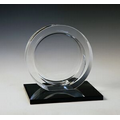 Circle Optical Crystal Award w/ Black Base